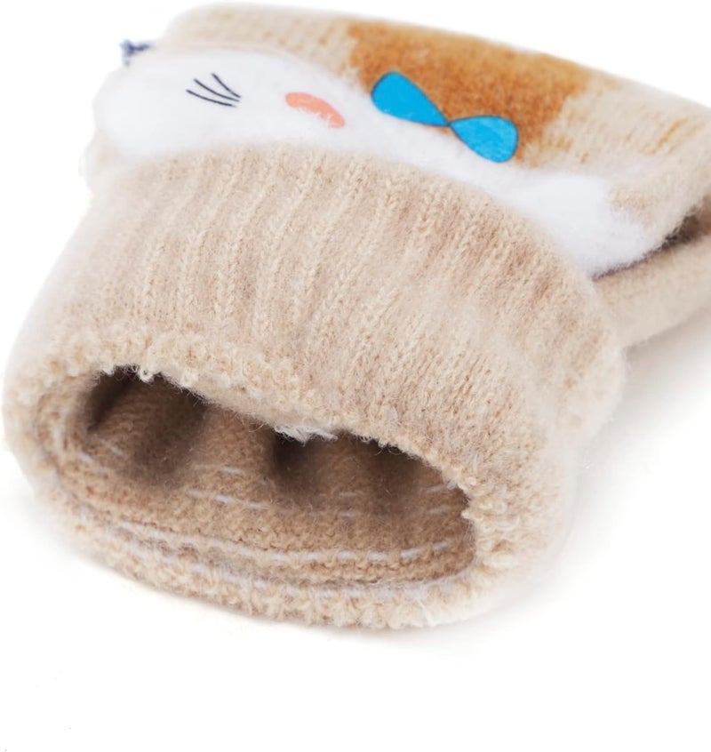 NICEYST Kids Convertible Flip Top Gloves Children Winter Warm Knitted Fingerless Mittens for Boys Girls 6-10 Years Old - Image 4